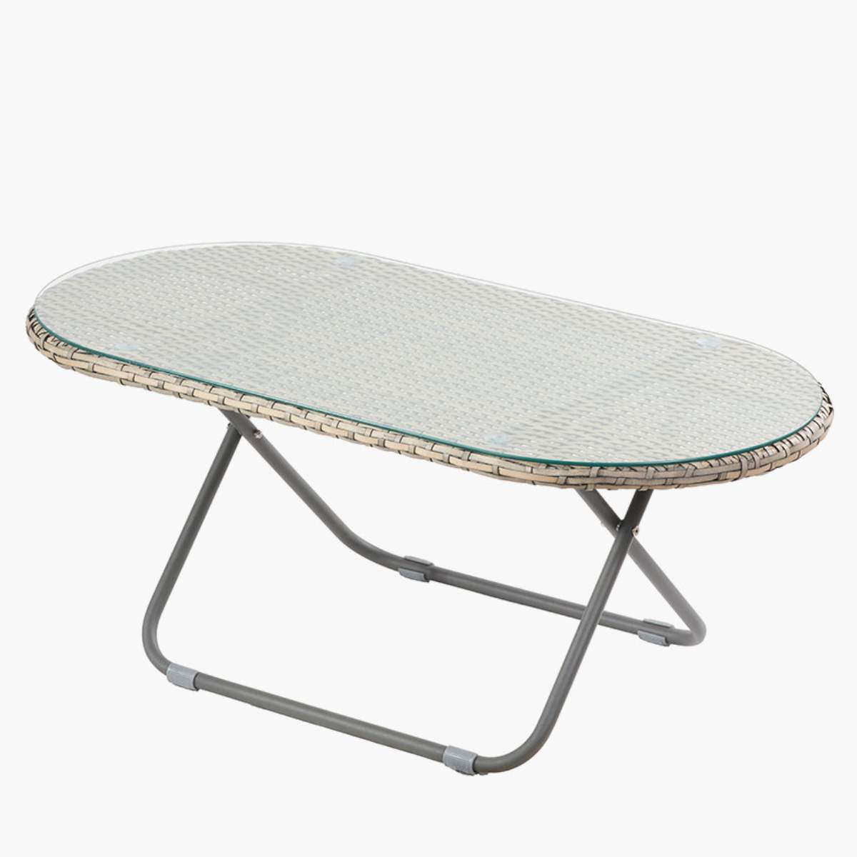 Pacific Lifestyle Tobs Outdoor Grey Synthetic Rattan Oval Lounger Table