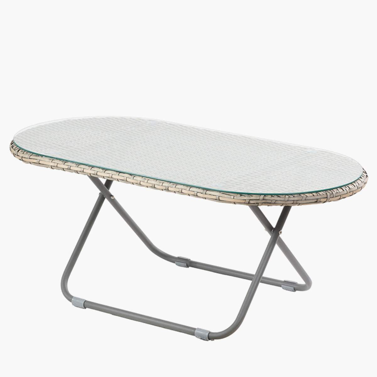 Pacific Lifestyle Tobs Outdoor Grey Synthetic Rattan Oval Lounger Table