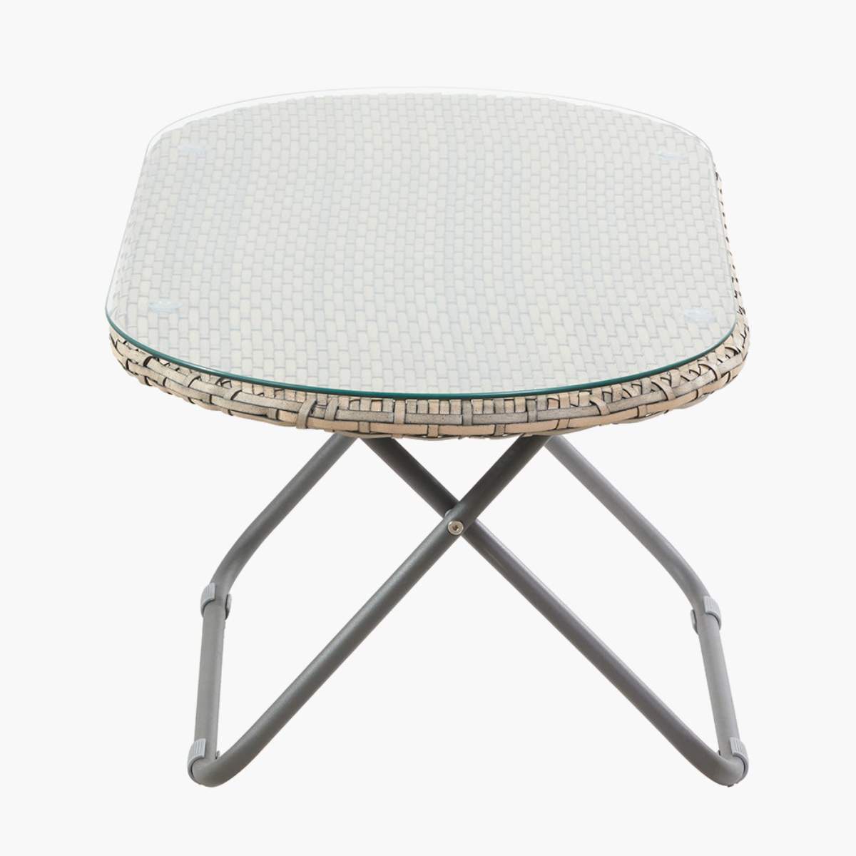 Pacific Lifestyle Tobs Outdoor Grey Synthetic Rattan Oval Lounger Table