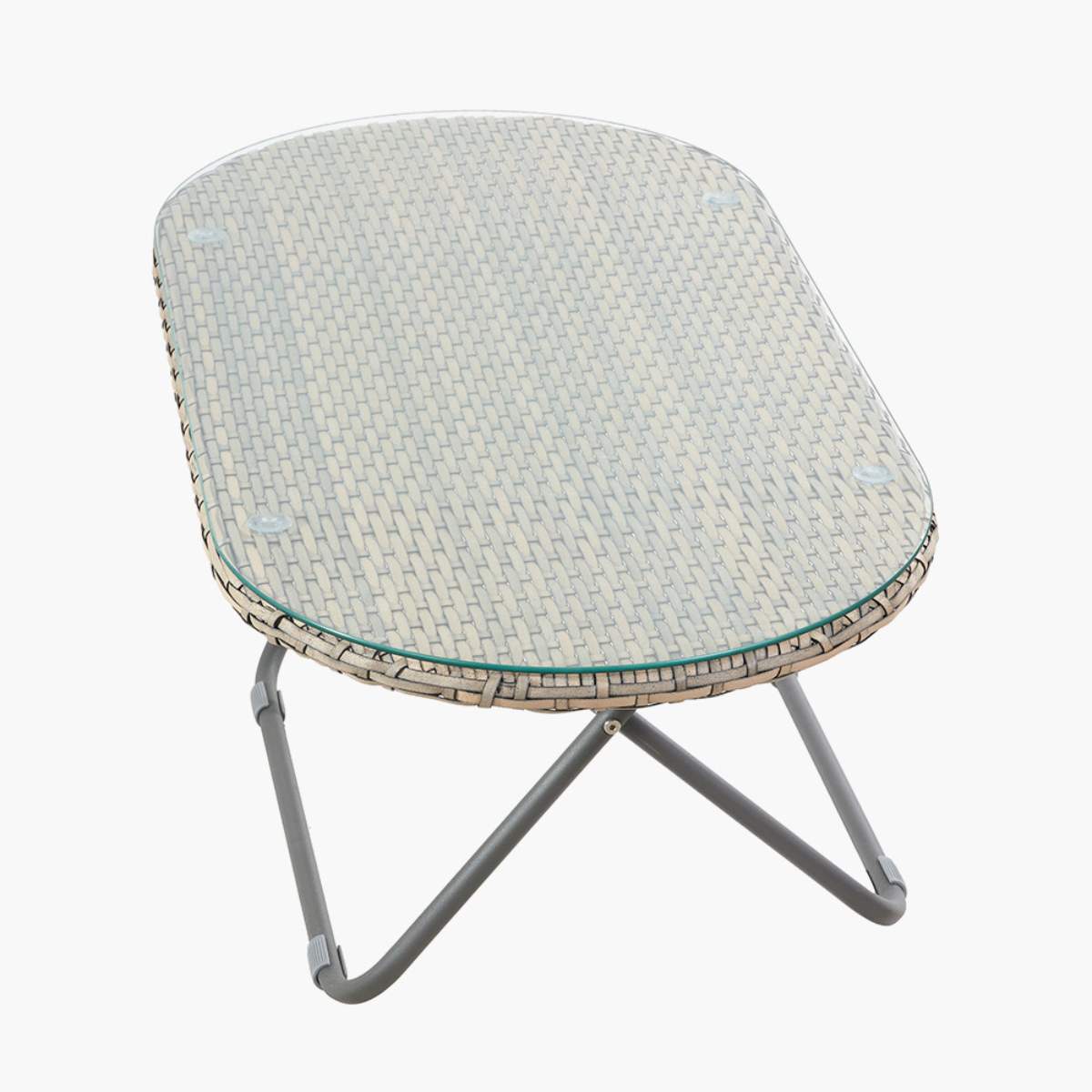 Pacific Lifestyle Tobs Outdoor Grey Synthetic Rattan Oval Lounger Table