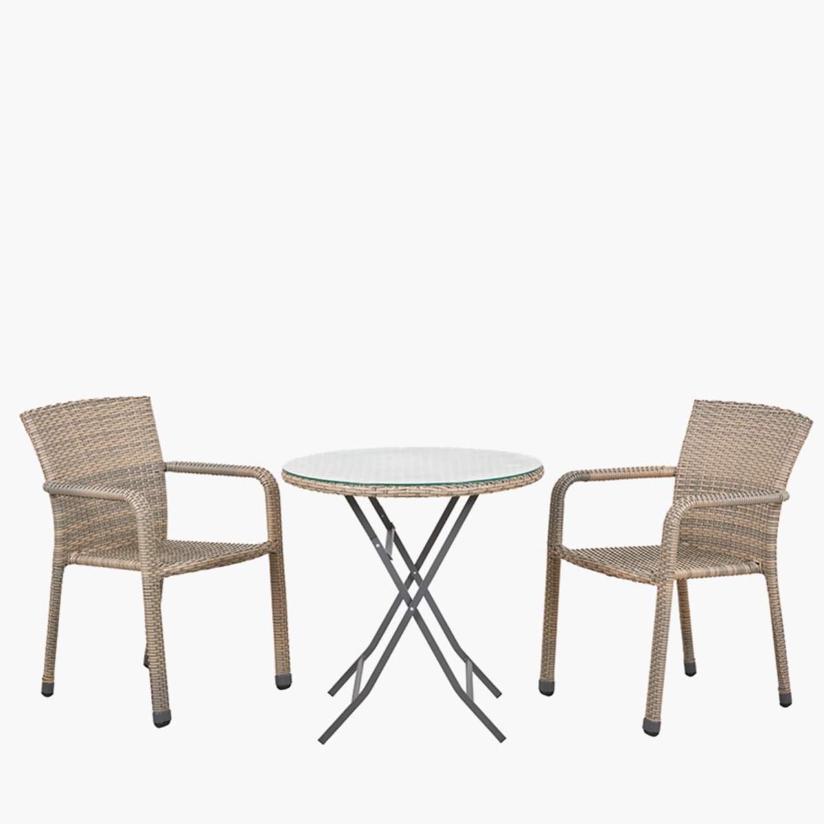 Pacific Lifestyle Tobs Outdoor Grey Synthetic Rattan Stackable Bistro Set