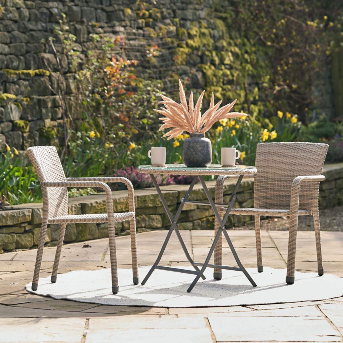 Pacific Lifestyle Tobs Outdoor Grey Synthetic Rattan Stackable Bistro Set