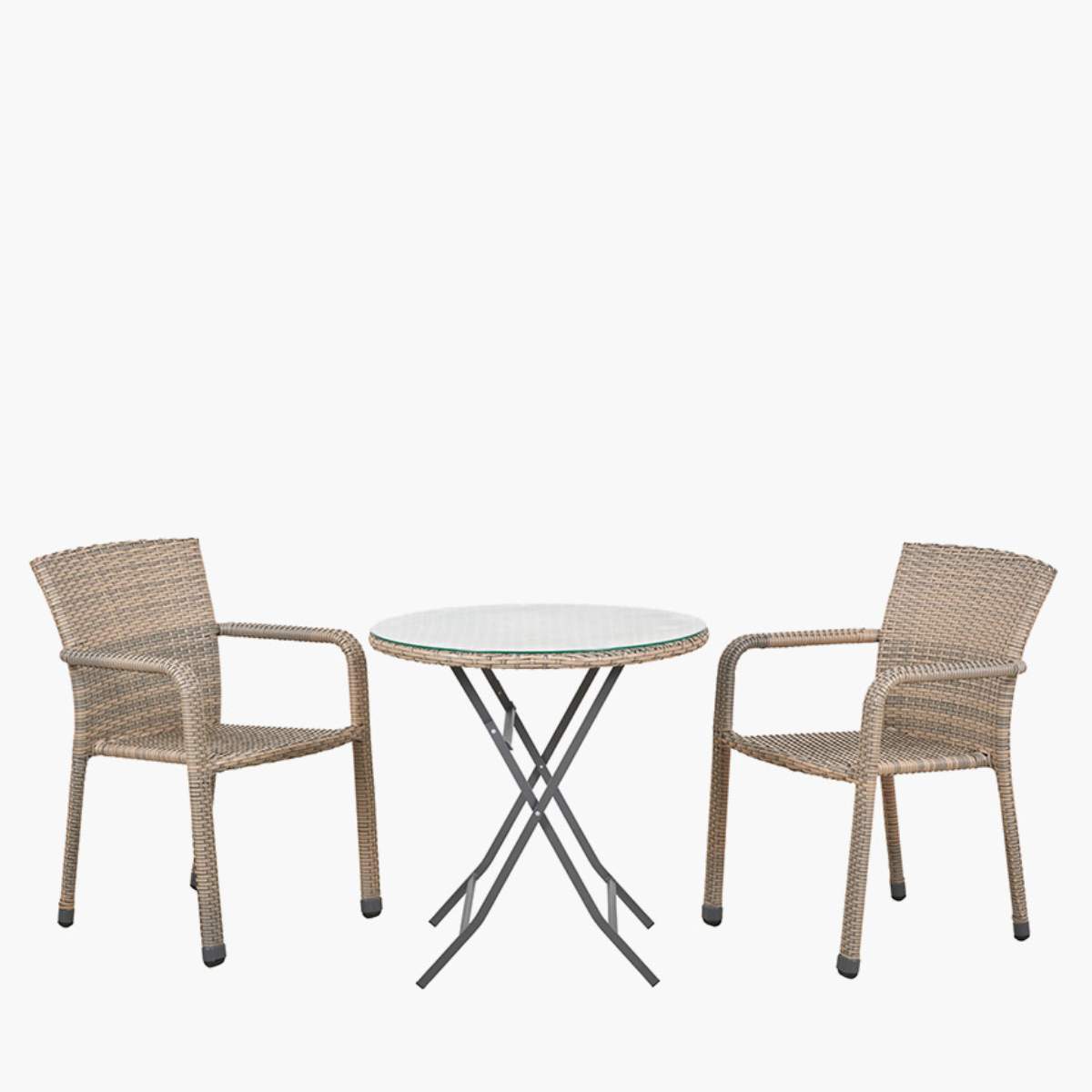 Pacific Lifestyle Tobs Outdoor Grey Synthetic Rattan Stackable Bistro Set