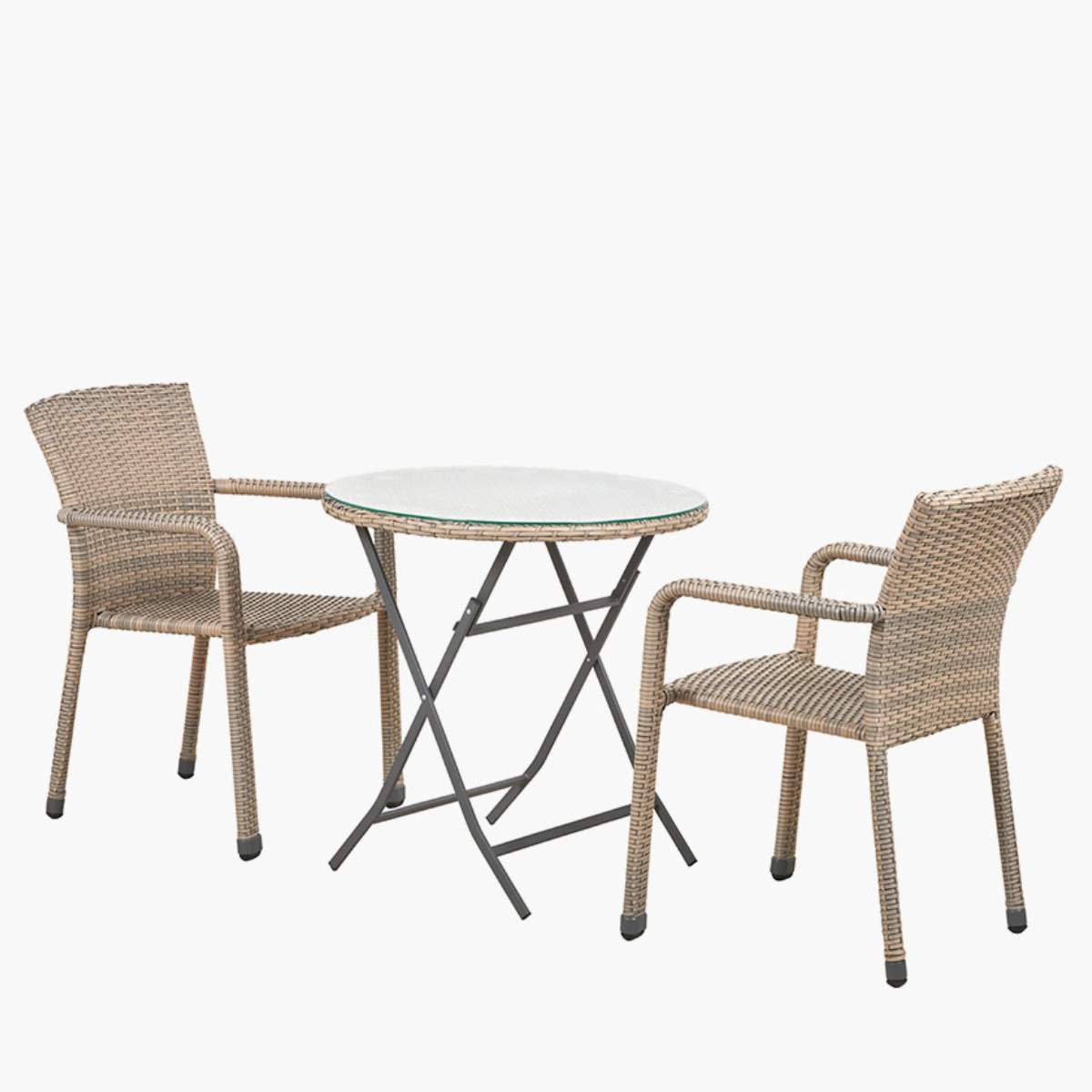 Pacific Lifestyle Tobs Outdoor Grey Synthetic Rattan Stackable Bistro Set