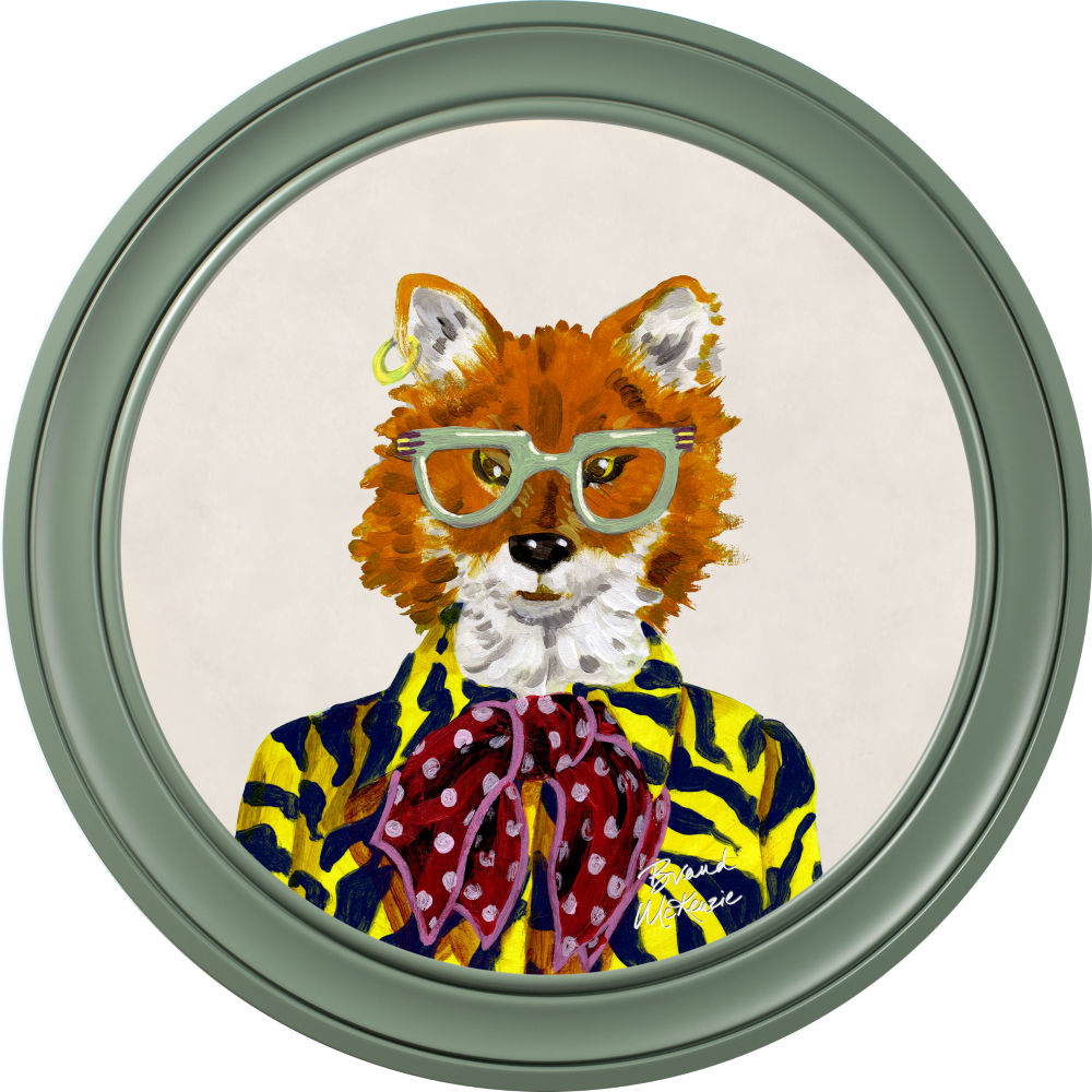 Brand McKenzie Fine China Todd Framed Round Art Print with Chalk White Background