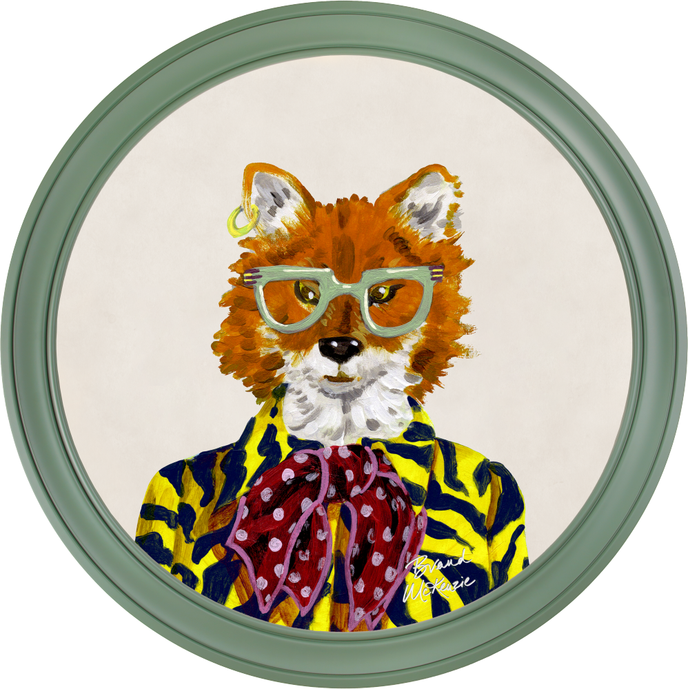 Brand McKenzie Fine China Todd Framed Round Art Print with Chalk White Background