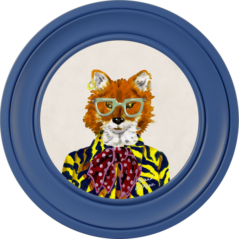 Brand McKenzie Fine China Todd Framed Round Art Print with Chalk White Background