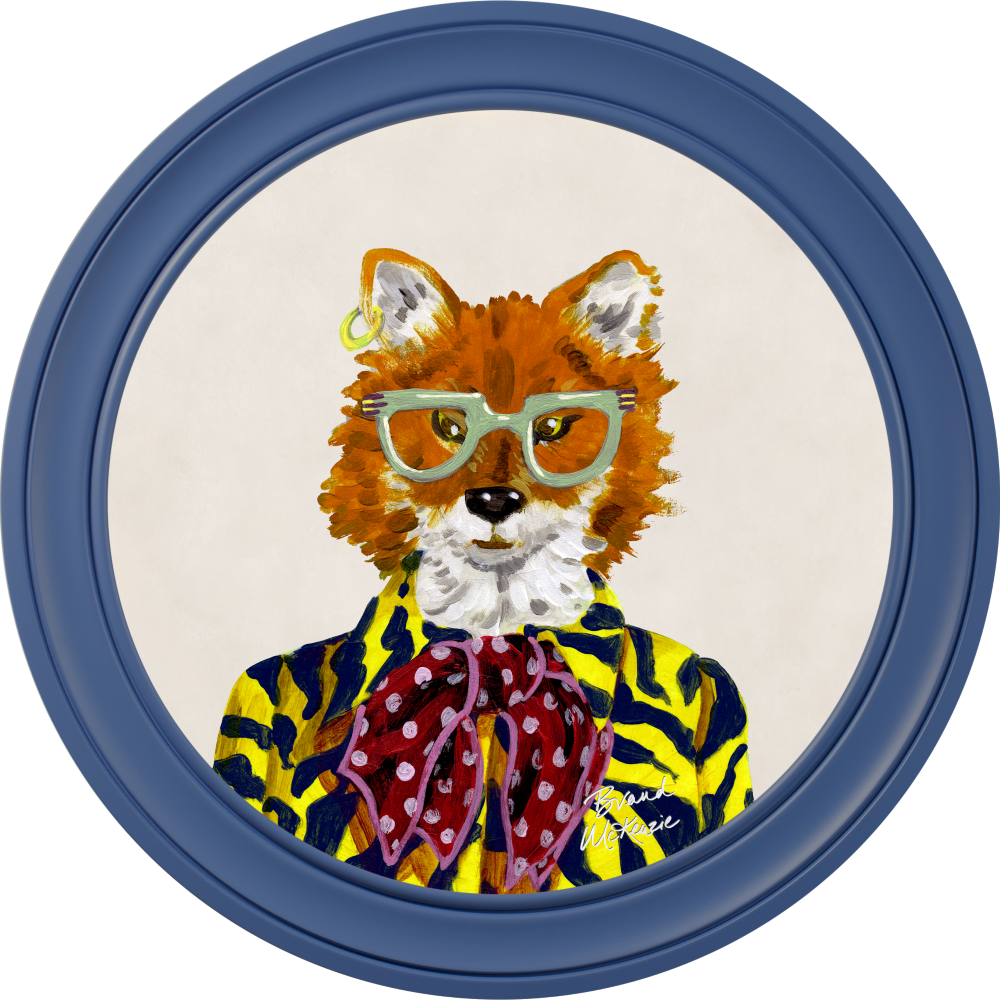 Brand McKenzie Fine China Todd Framed Round Art Print with Chalk White Background