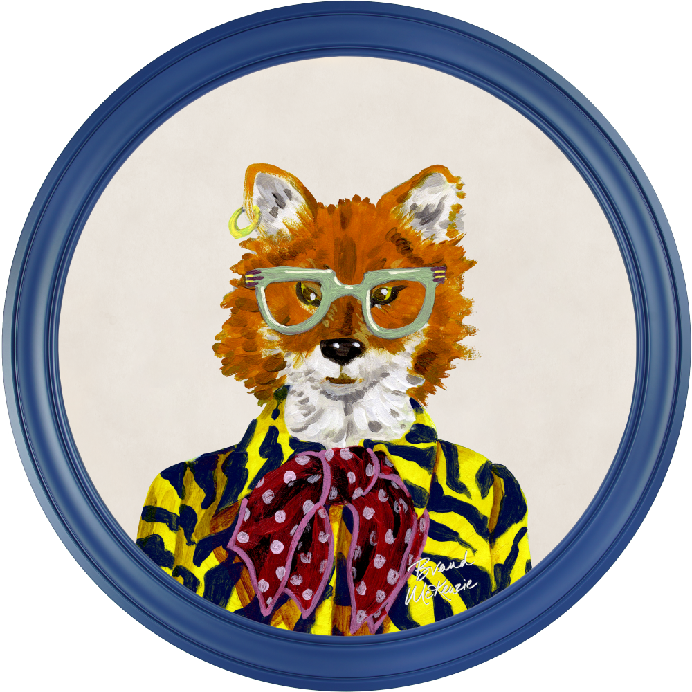 Brand McKenzie Fine China Todd Framed Round Art Print with Chalk White Background