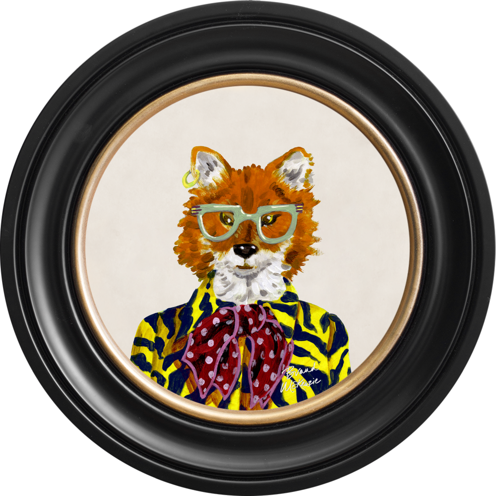 Brand McKenzie Fine China Todd Framed Round Art Print with Chalk White Background