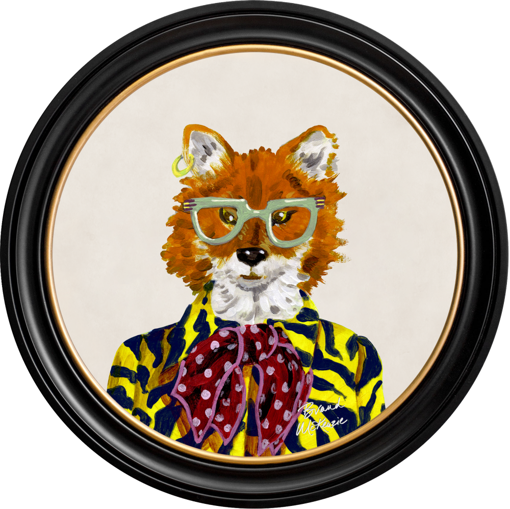 Brand McKenzie Fine China Todd Framed Round Art Print with Chalk White Background