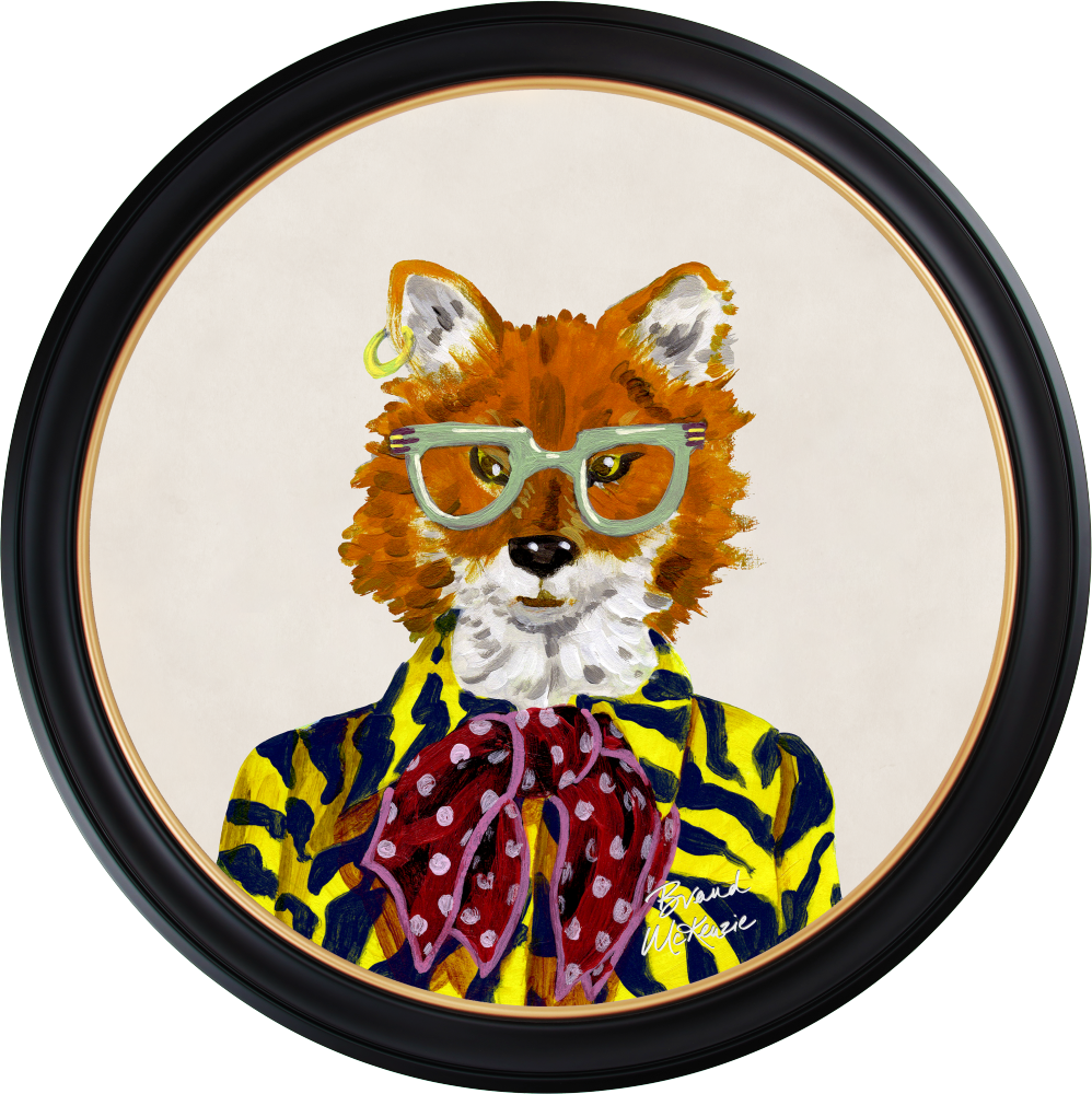 Brand McKenzie Fine China Todd Framed Round Art Print with Chalk White Background