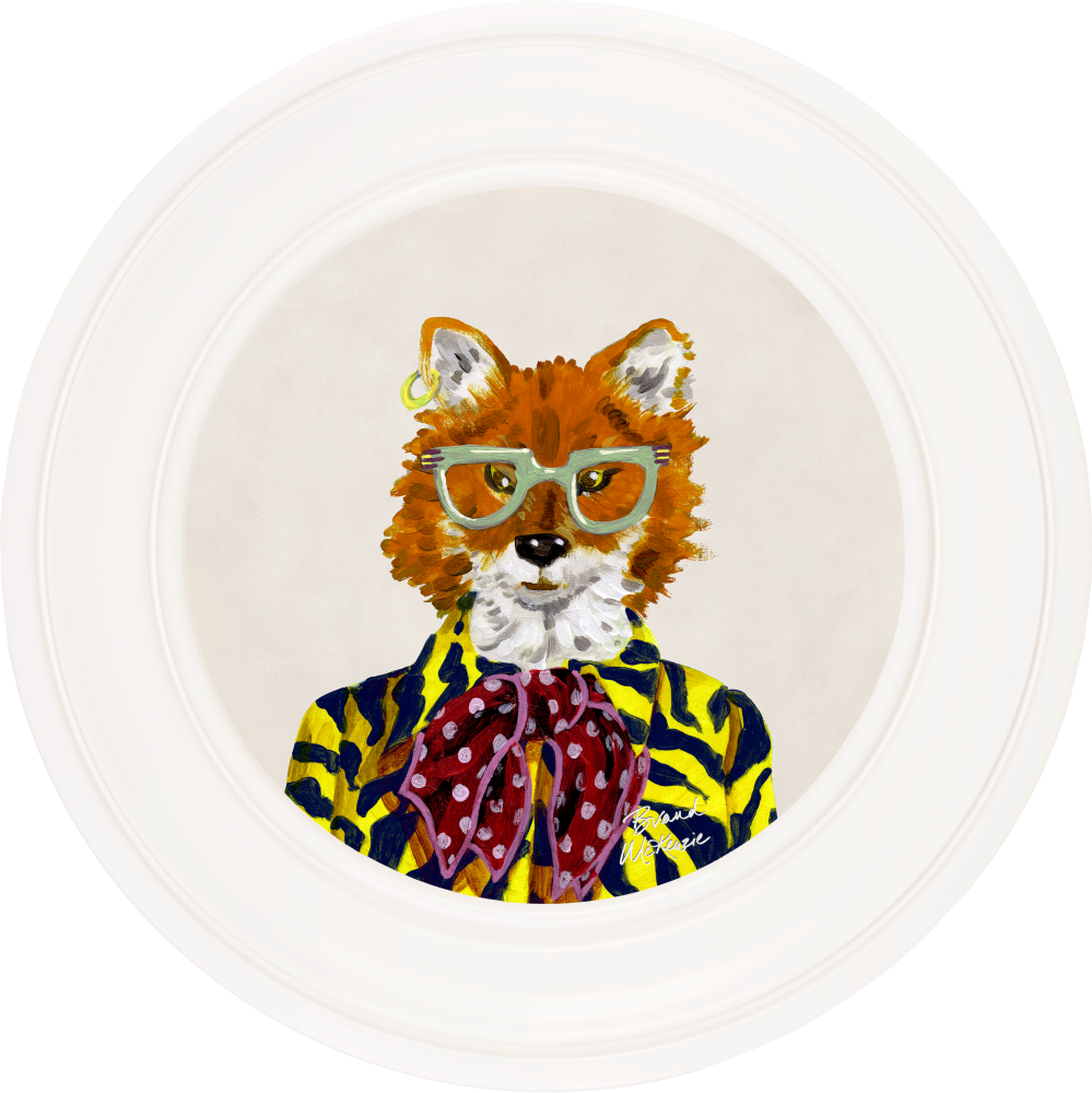 Brand McKenzie Fine China Todd Framed Round Art Print with Chalk White Background