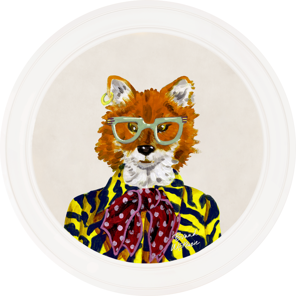 Brand McKenzie Fine China Todd Framed Round Art Print with Chalk White Background