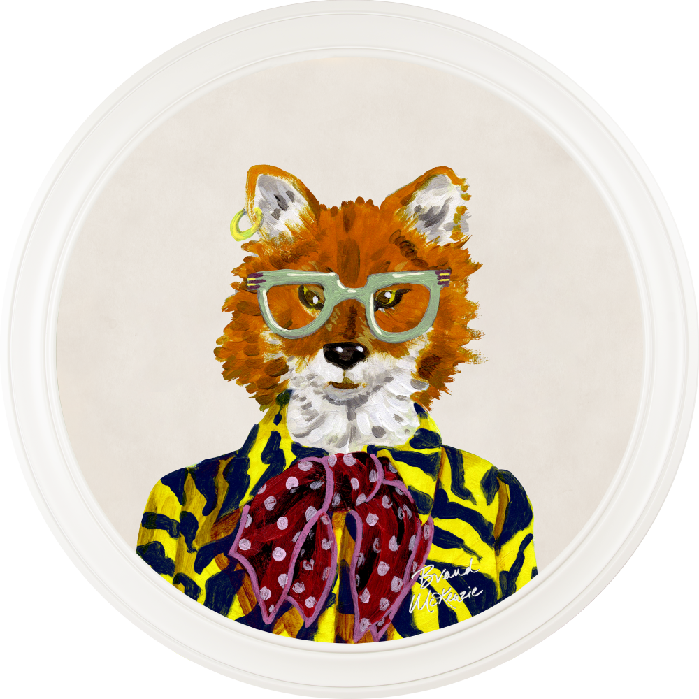 Brand McKenzie Fine China Todd Framed Round Art Print with Chalk White Background