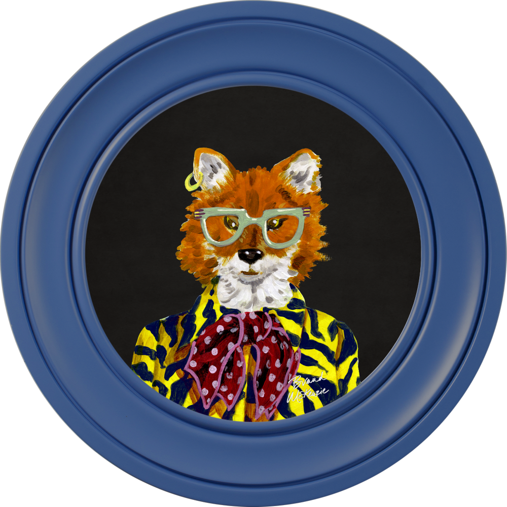 Brand McKenzie Fine China Todd Framed Round Art Print with Charcoal Black Background