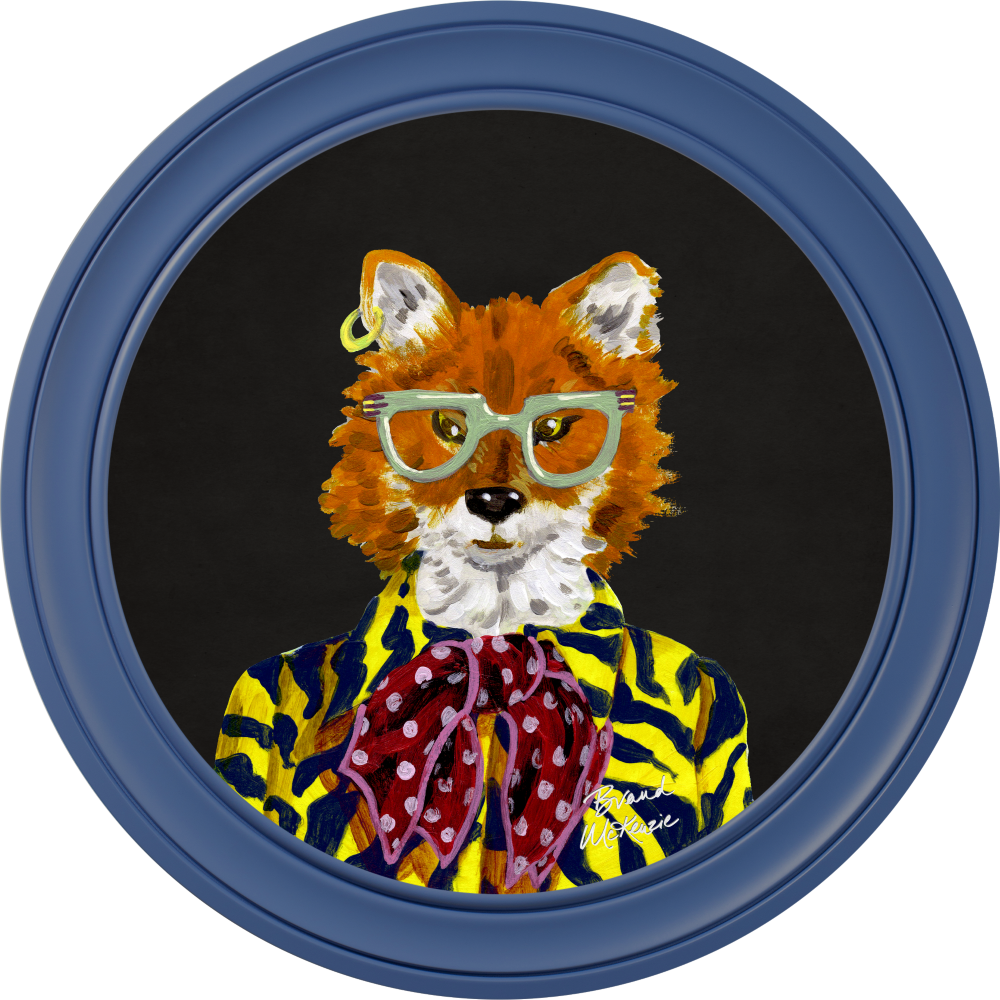 Brand McKenzie Fine China Todd Framed Round Art Print with Charcoal Black Background
