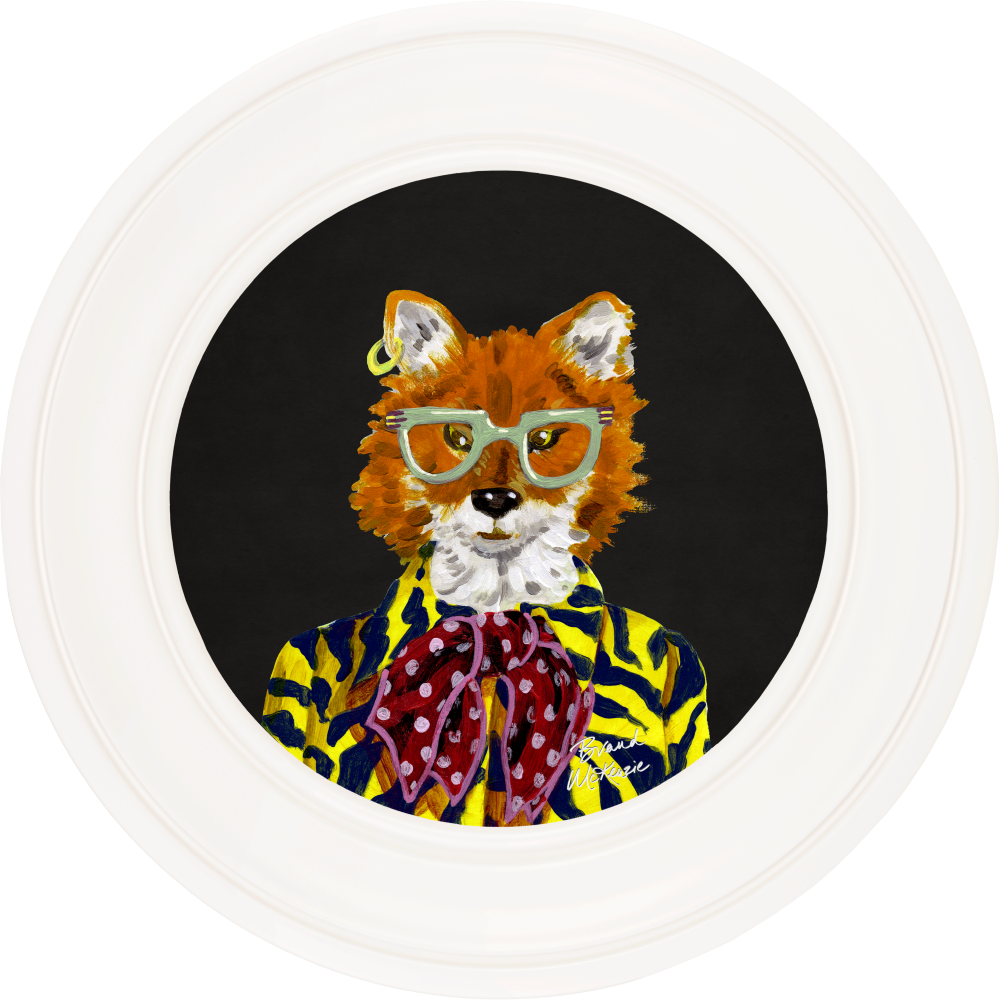 Brand McKenzie Fine China Todd Framed Round Art Print with Charcoal Black Background