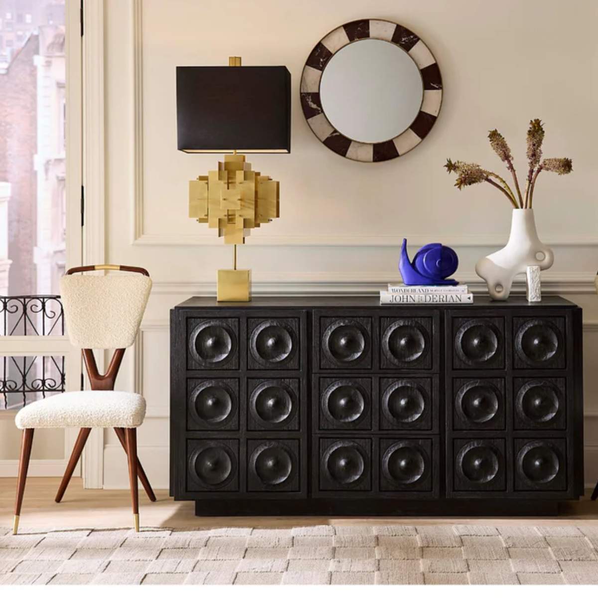 Jonathan Adler Torino Walnut X-Back Dining Chair