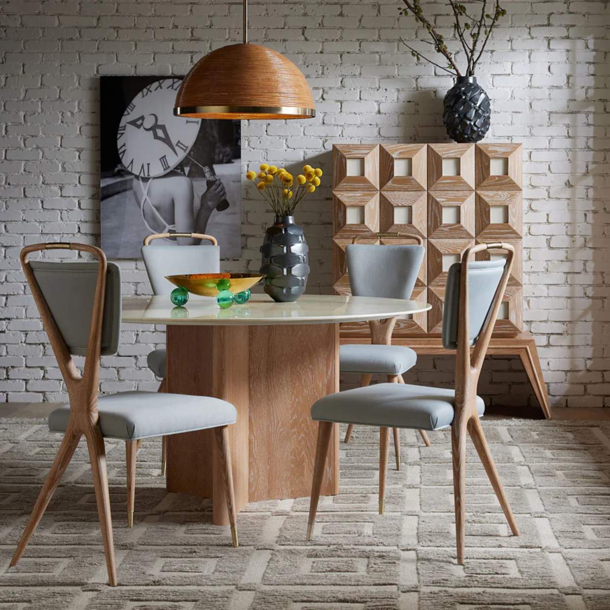 Jonathan Adler Torino X-Back Dining Chair in Tussah Sky