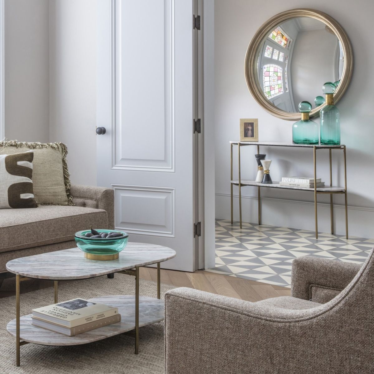 Libra Interiors Toronto Marble Top and Base Console Table