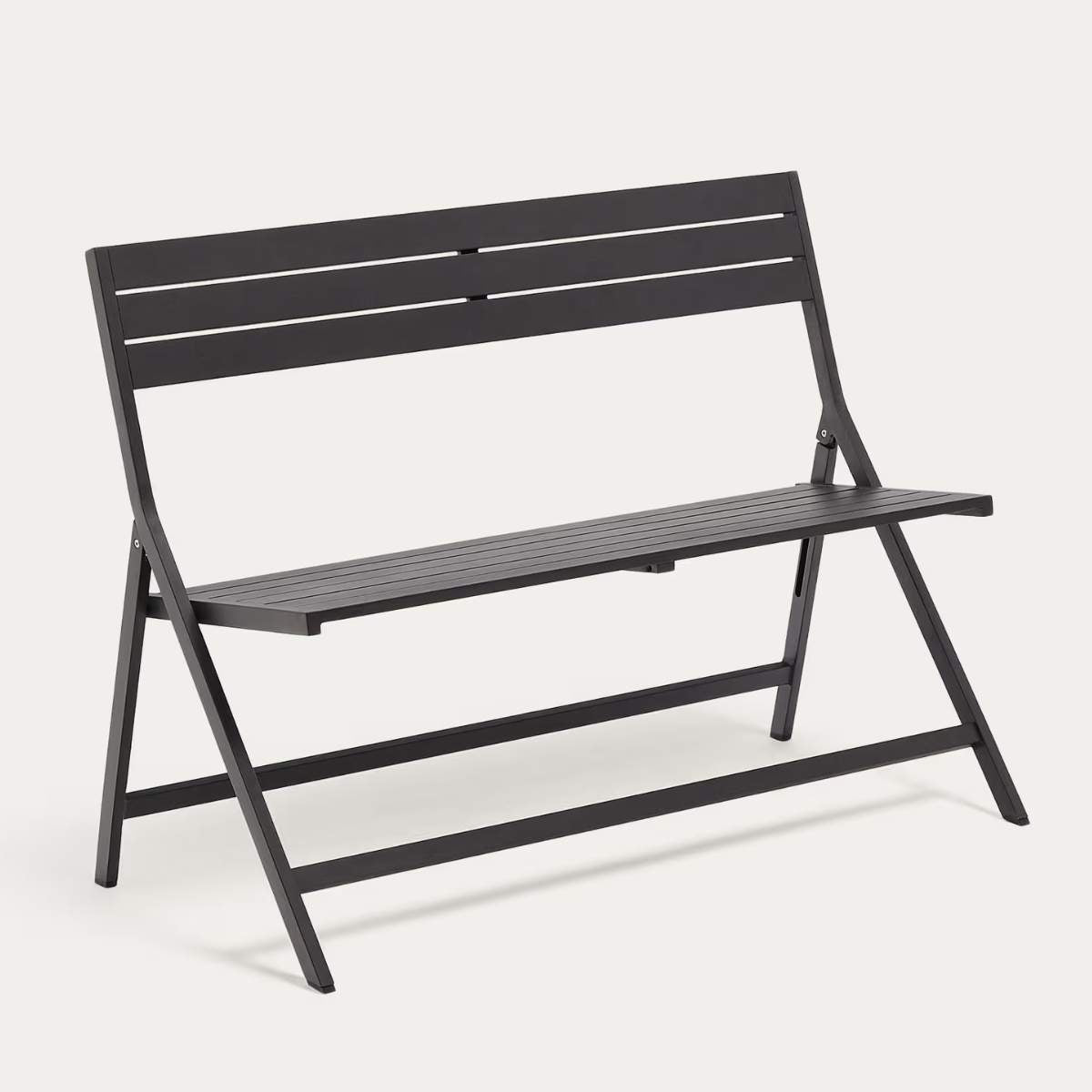 Kave Home Folding outdoor Bench torreta made of aluminum with dark grey finish