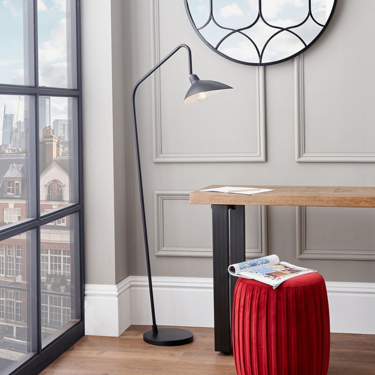 Pacific Lifestyle Toulon Black Metal Task Floor Lamp