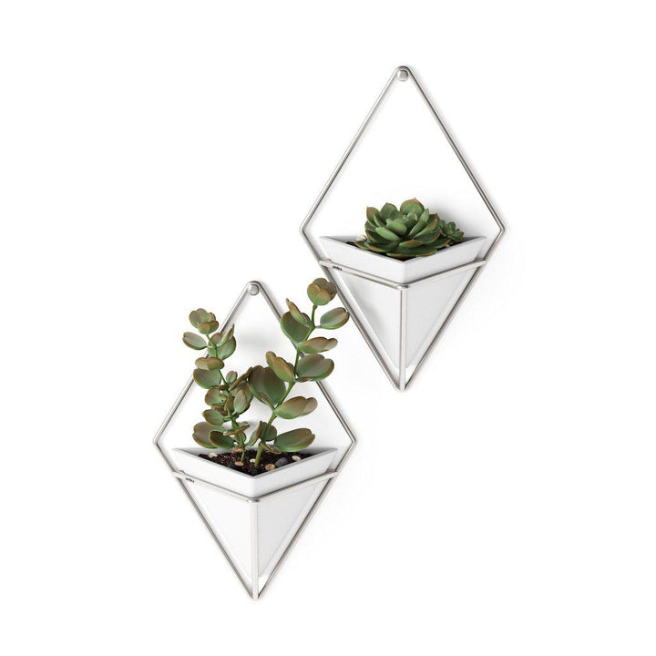 Trigg Small Wall Vessels Set of 2 White/Nickel - Umbra-Beaumonde