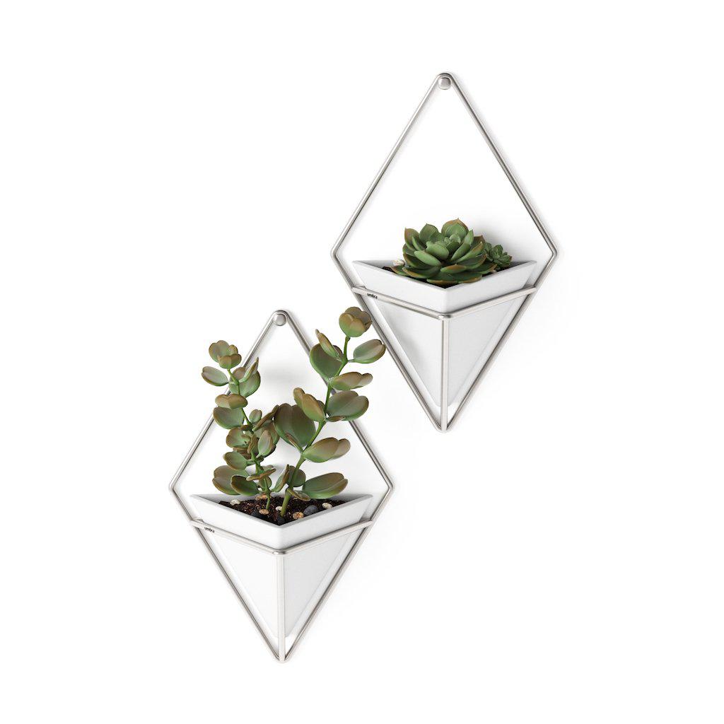 Trigg Small Wall Vessels Set of 2 White/Nickel - Umbra-Beaumonde