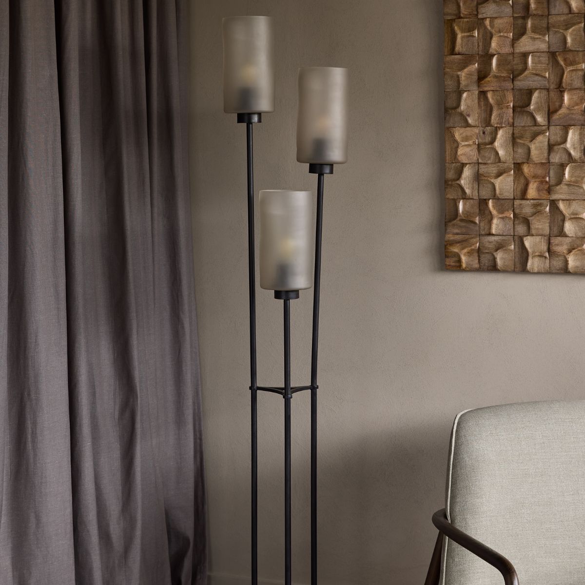 Libra Interiors Trivia 3 Light Floor Glass Lamp