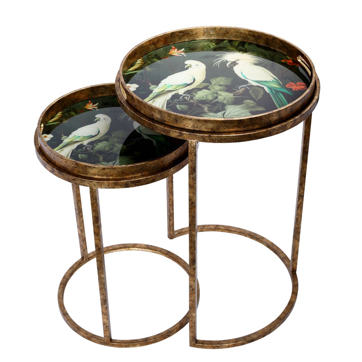 Libra Interiors Tropical Birds Set Of 2 Side Tray Tables