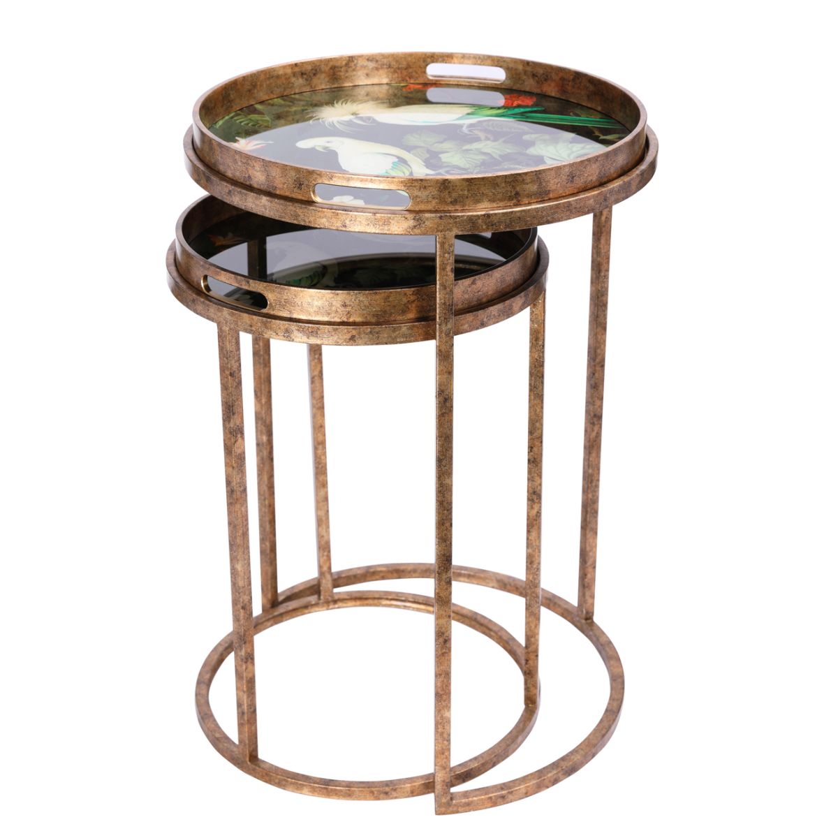 Libra Interiors Tropical Birds Set Of 2 Side Tray Tables