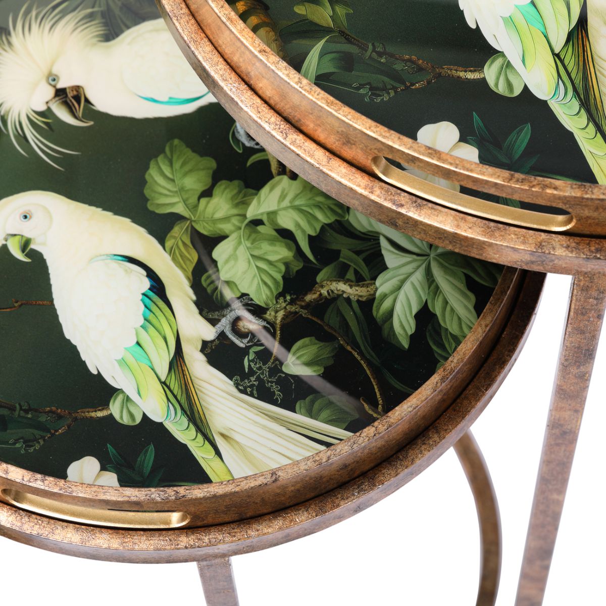 Libra Interiors Tropical Birds Set Of 2 Side Tray Tables