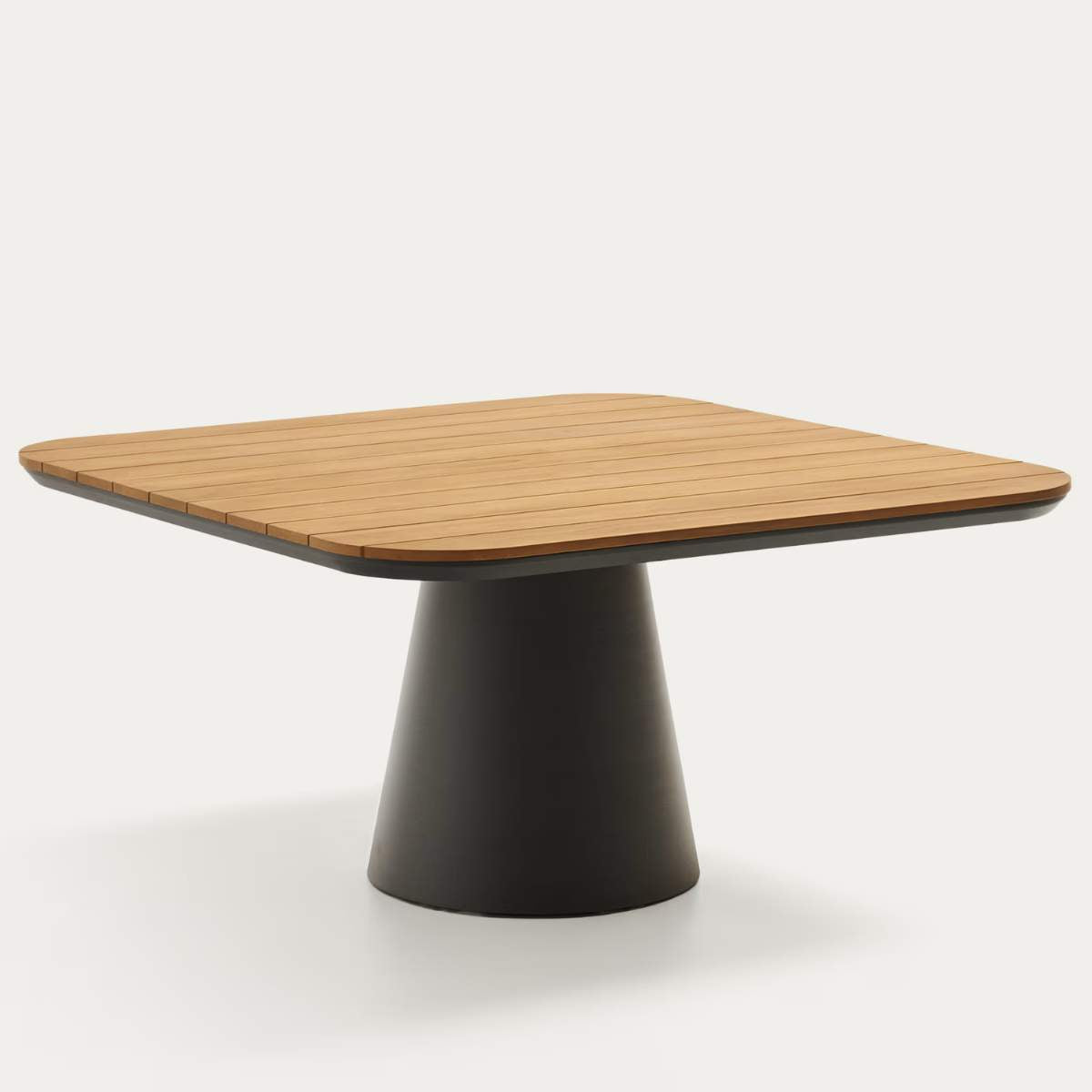Kave Home Tudons outdoor table in aluminium with a grey and teak finish, 148 x 148 cm FSC 100%