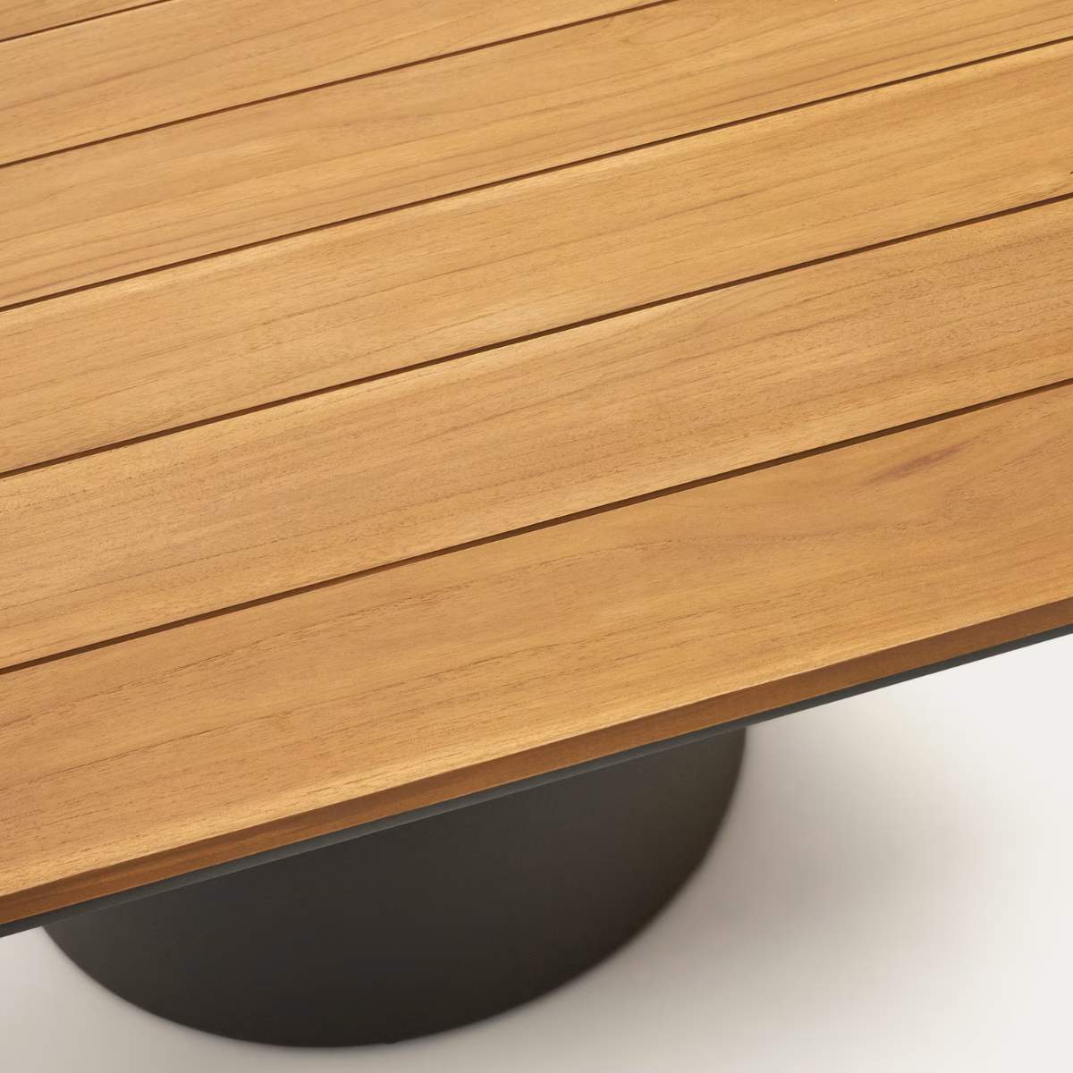 Kave Home Tudons outdoor table in aluminium with a grey and teak finish, 148 x 148 cm FSC 100%