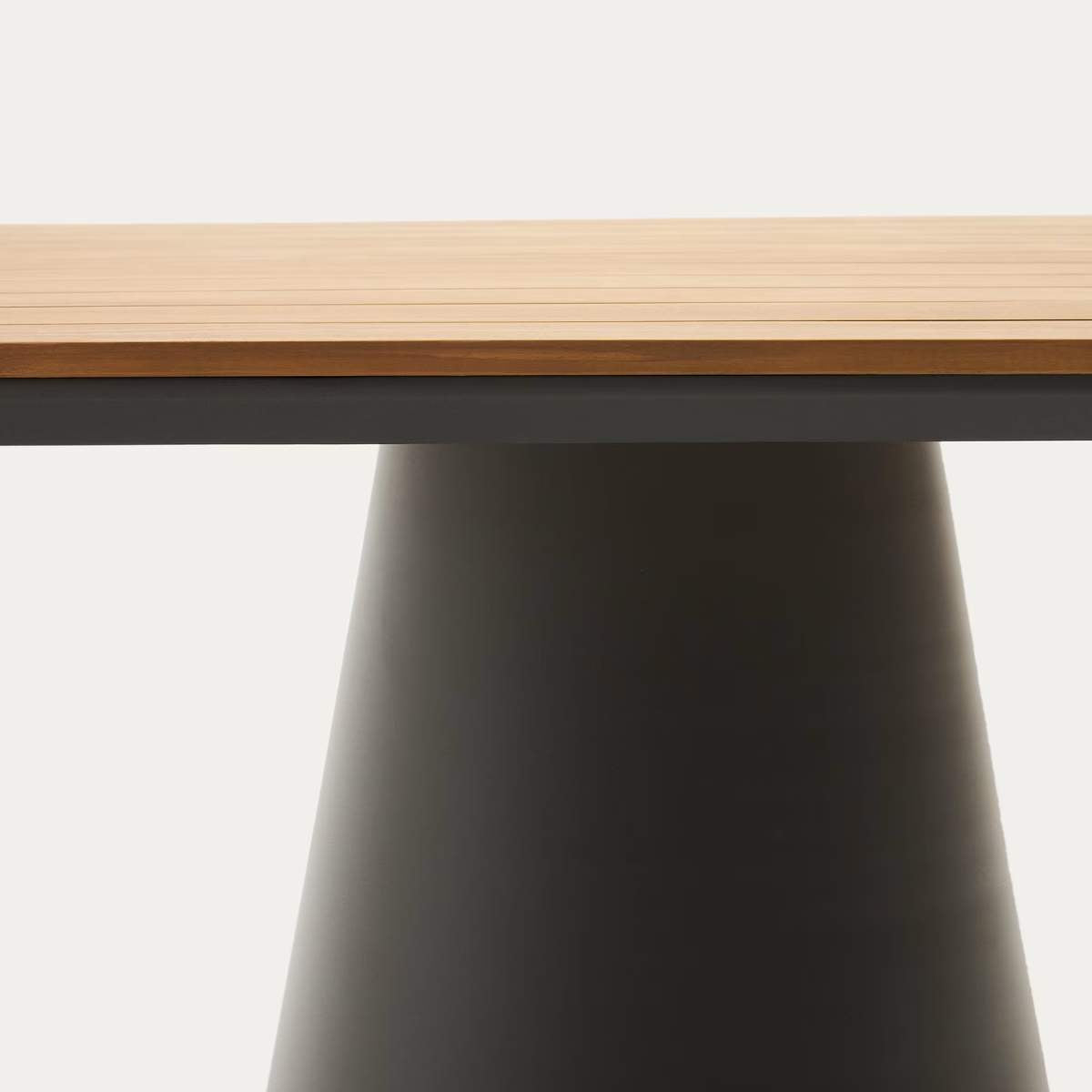 Kave Home Tudons outdoor table in aluminium with a grey and teak finish, 148 x 148 cm FSC 100%