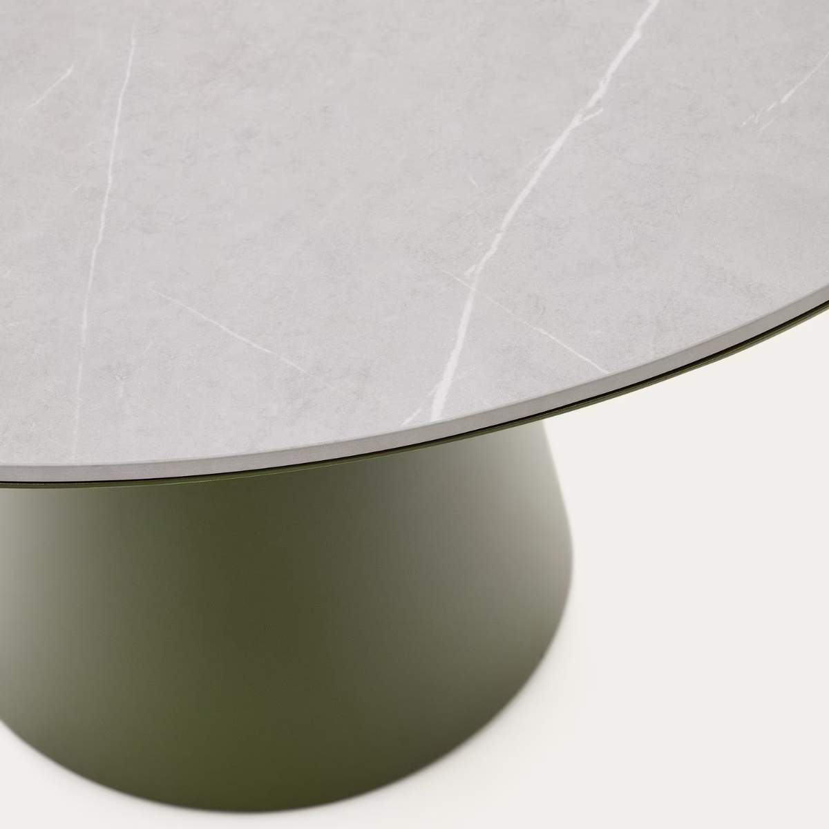 Kave Home Tudons round outdoor table in aluminium in a grey and teak finish, Ø120 cm FSC 100%