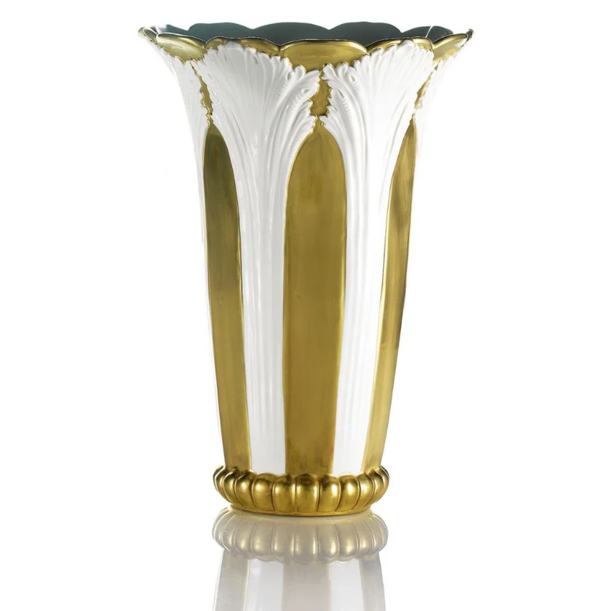 Villari Tulip Vase - White & Gold