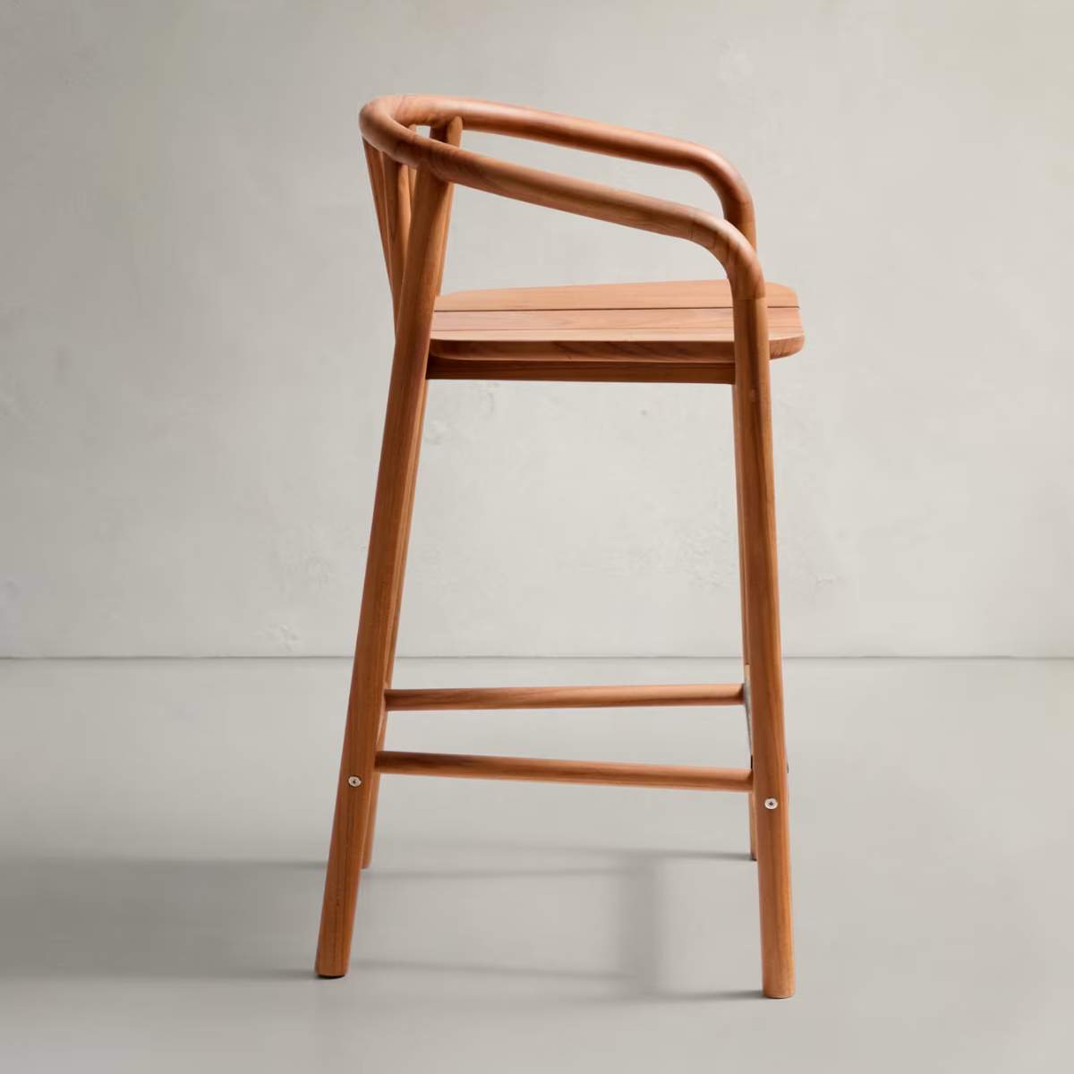 Kave Home Turqueta outdoor stool made of FSC 100% solid teak wood, height 65cm