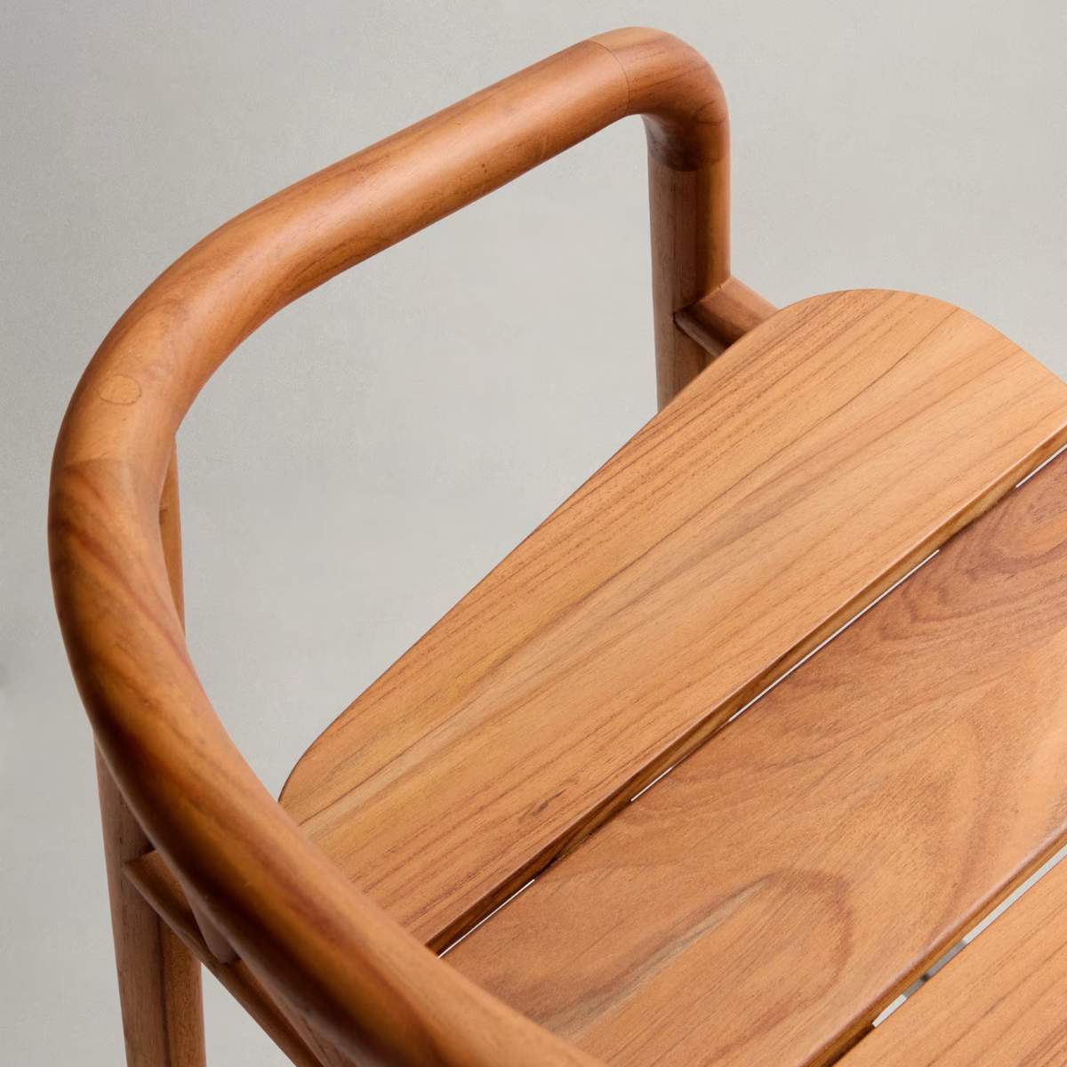 Kave Home Turqueta outdoor stool made of FSC 100% solid teak wood, height 65cm