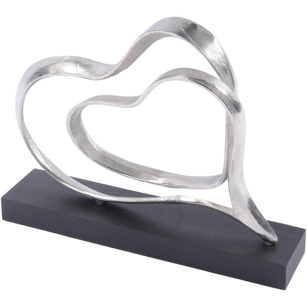 Two Hearts Sculpture - Silver-Beaumonde