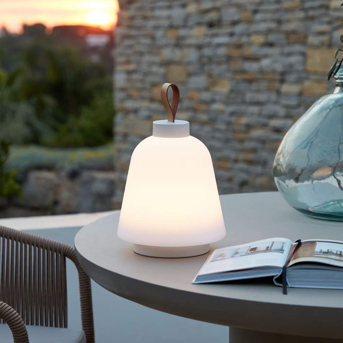 Kave Home Udiya outdoor table lamp in polythene and metal with a black finish