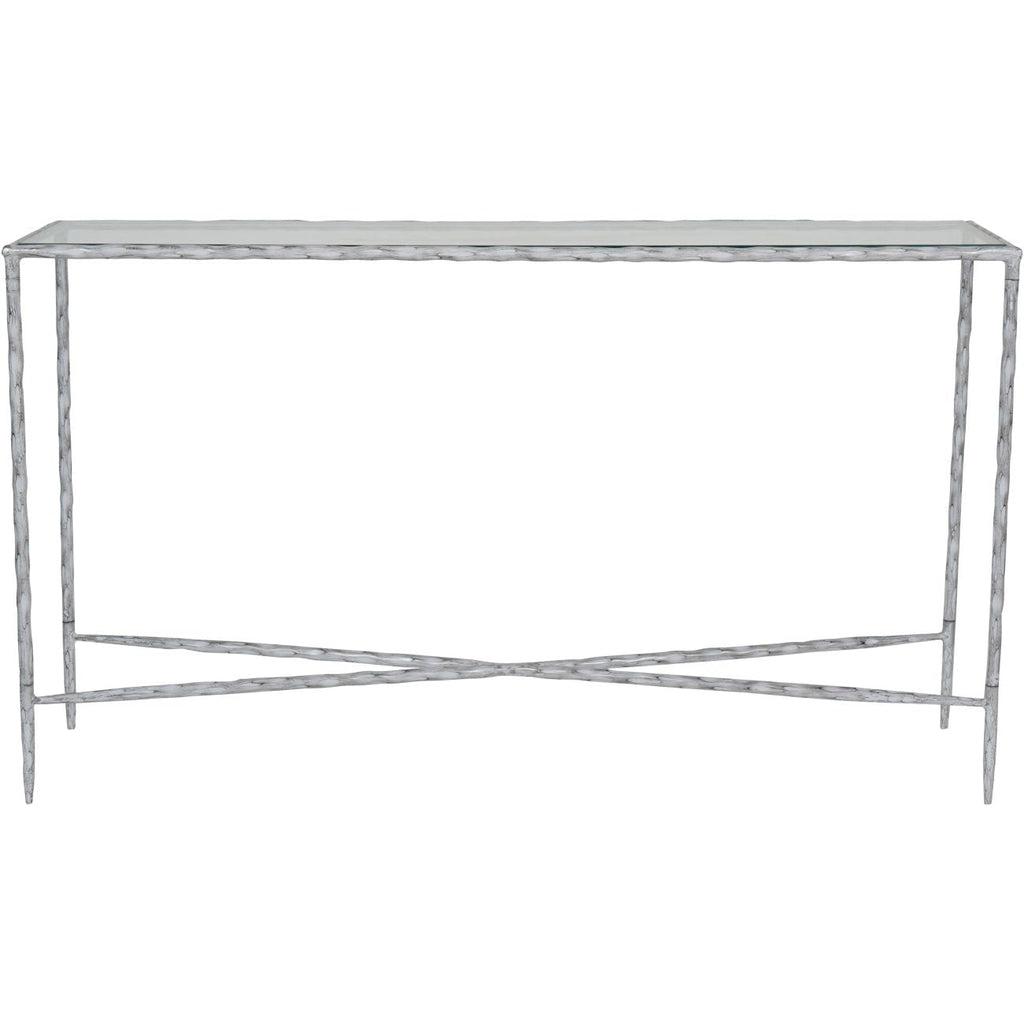 Ullswater Hand Forged Console Table Large 140x35cm Chalk White with Glass Top-Beaumonde