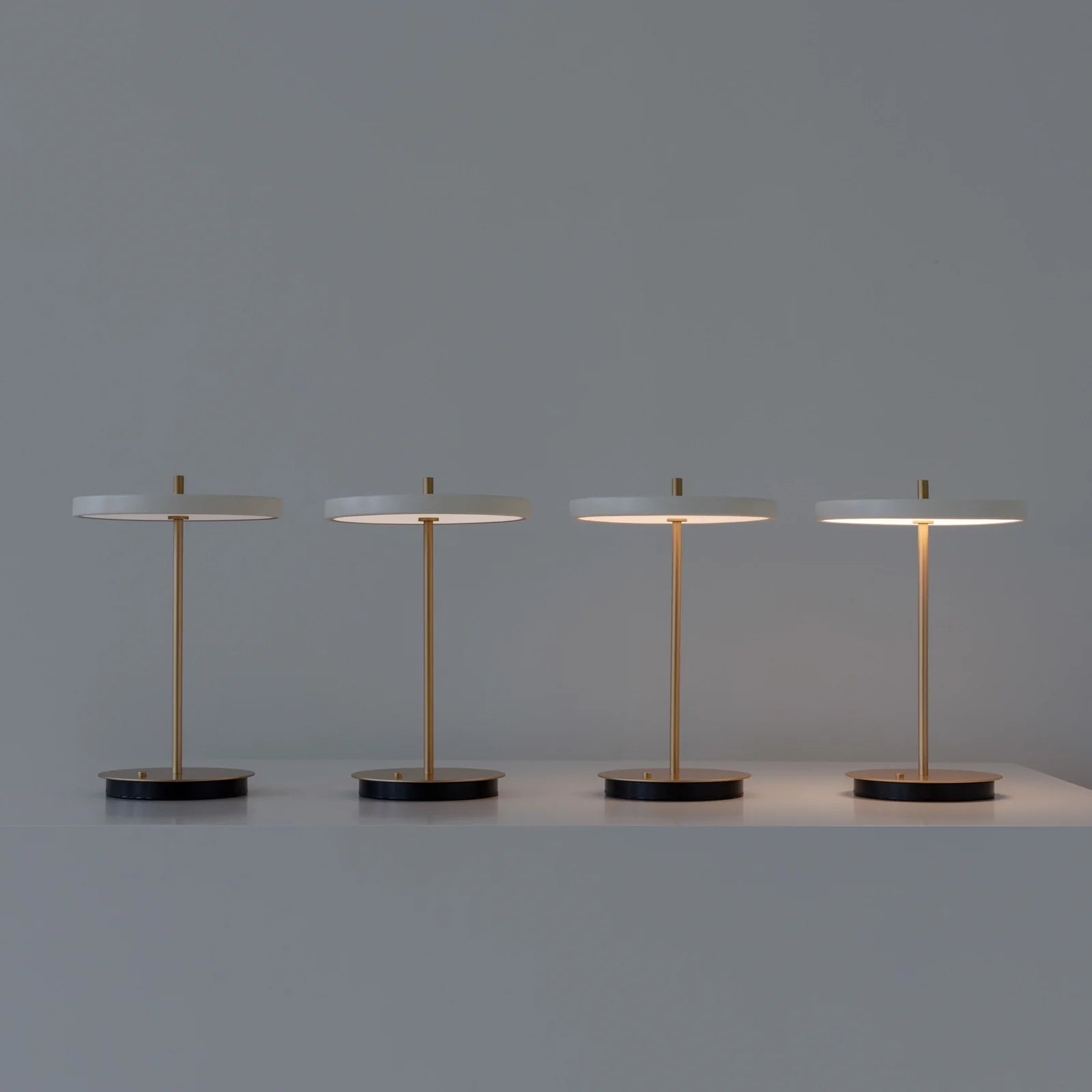 Umage Asteria Move Portable Table Lamp In Pearl White And Brass