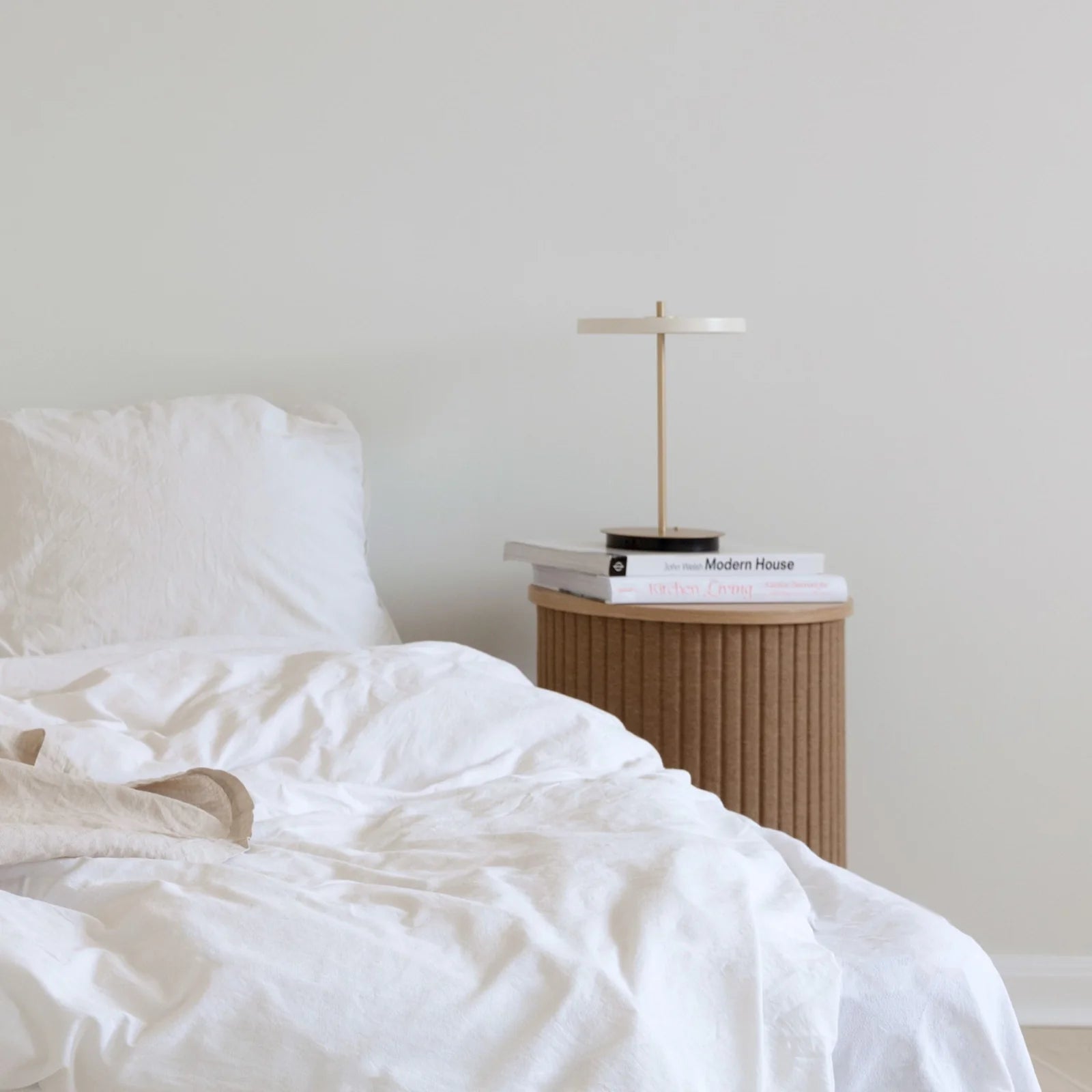 Umage Asteria Move Portable Table Lamp In Pearl White And Brass