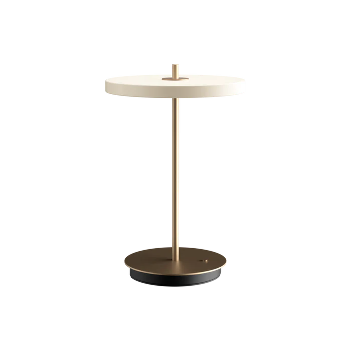 Umage Asteria Move Portable Table Lamp In Pearl White And Brass