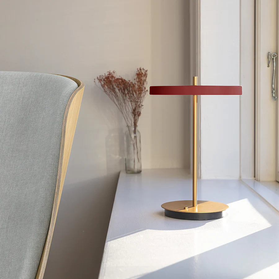 Umage Asteria Move Portable Table Lamp In Ruby Red And Brass