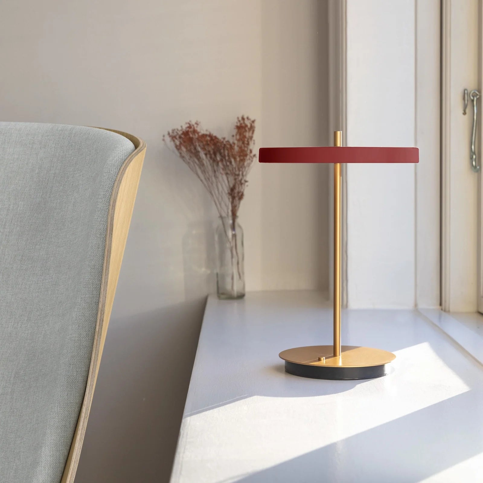 Umage Asteria Move Portable Table Lamp In Ruby Red And Brass