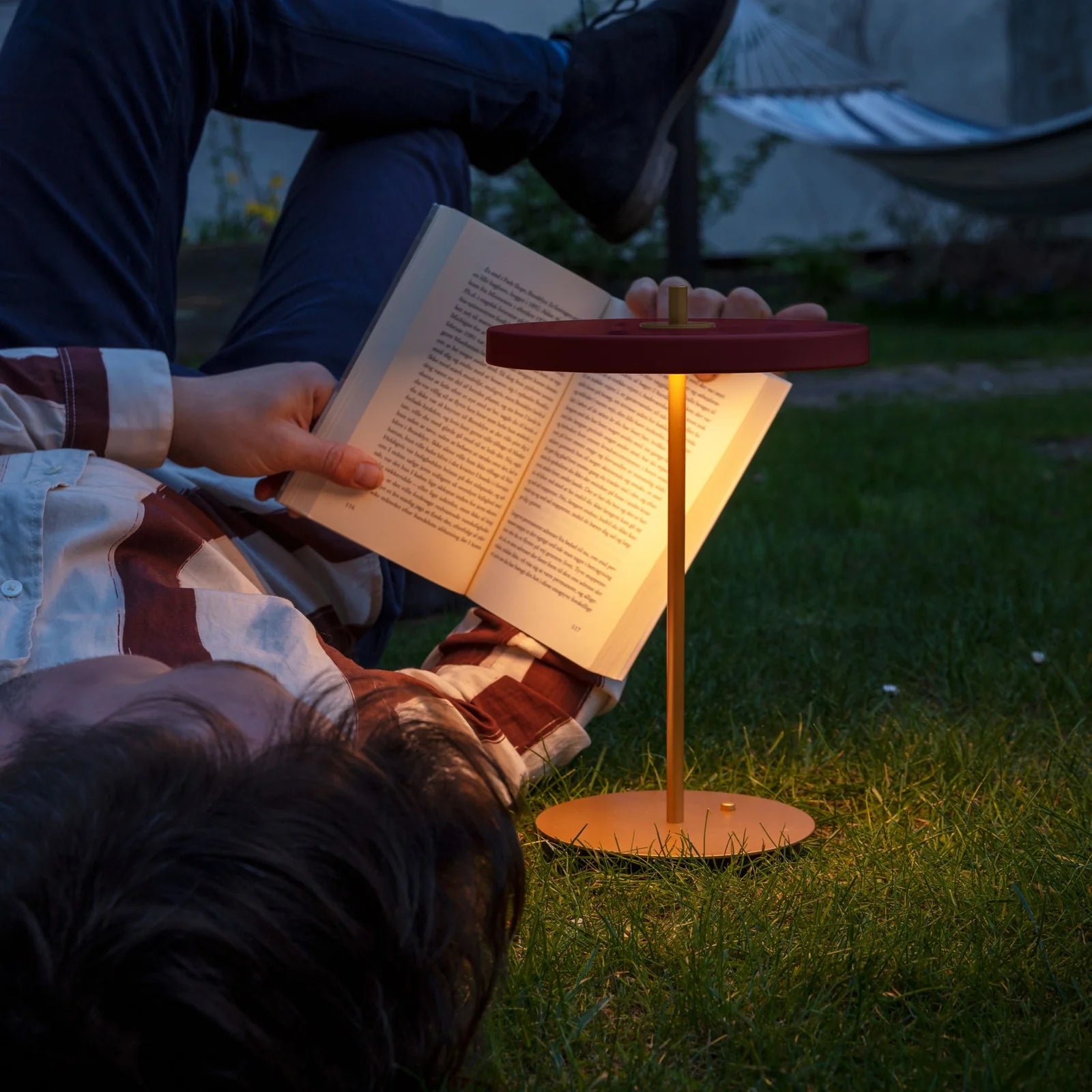 Umage Asteria Move Portable Table Lamp In Ruby Red And Brass