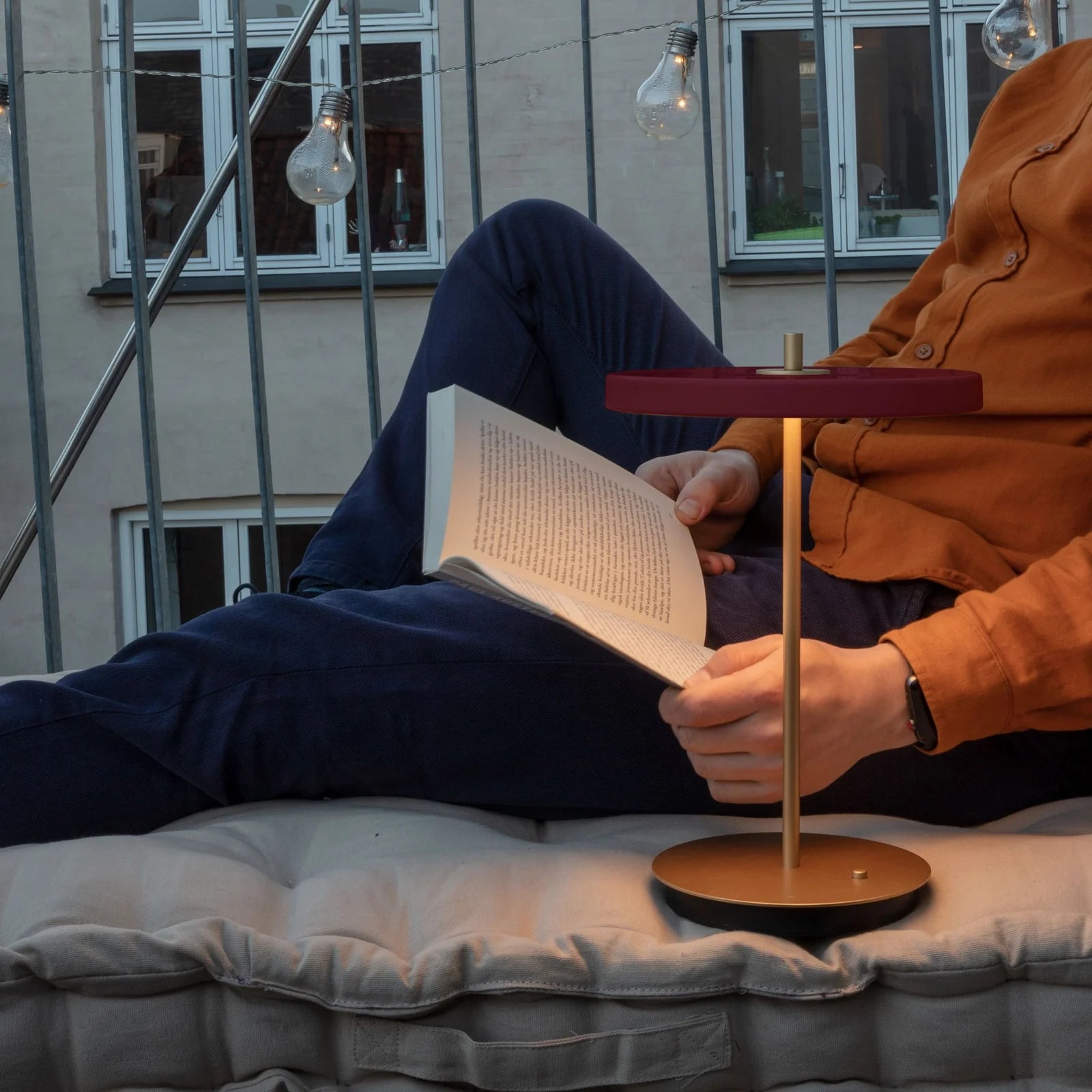 Umage Asteria Move Portable Table Lamp In Ruby Red And Brass